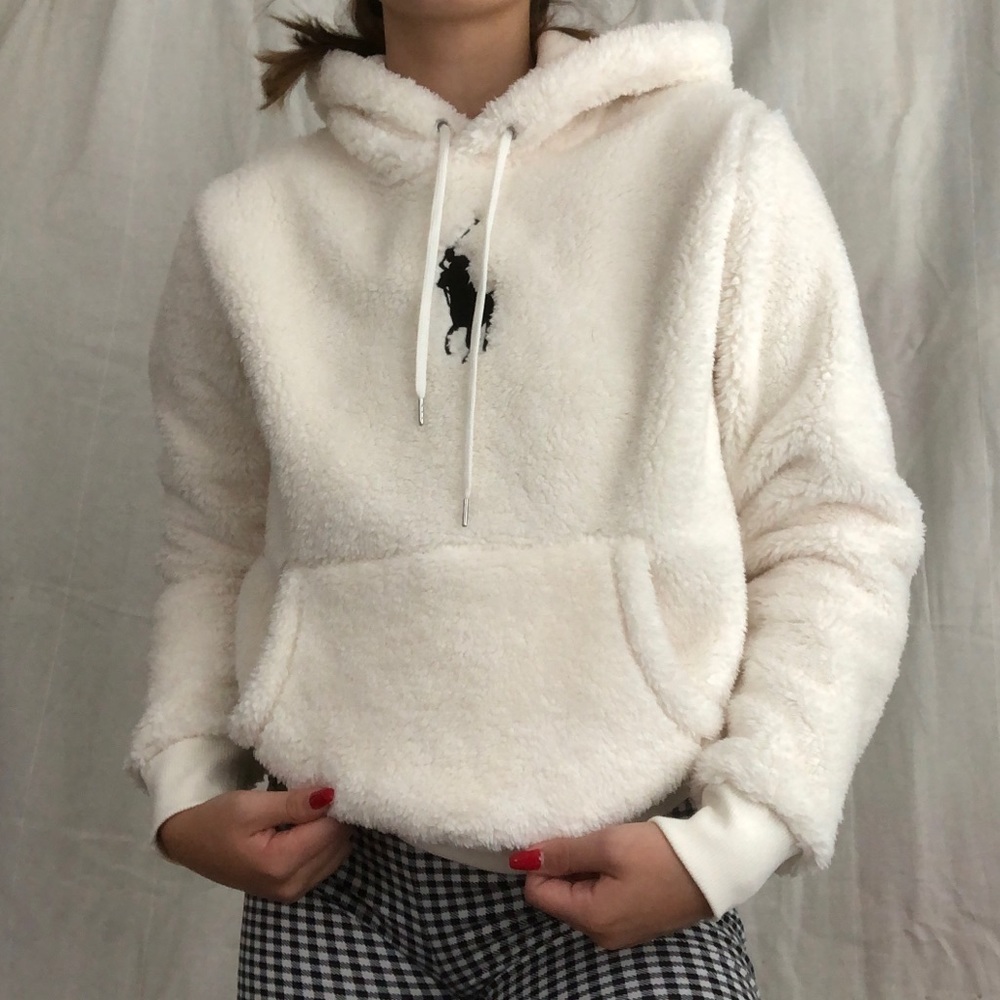 Polo cropped sherpa hoodie